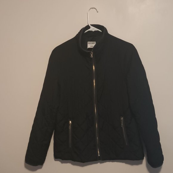 Old Navy Black Quilted Ladies Jacket Medium Very Nice Condition - Picture 1 of 4